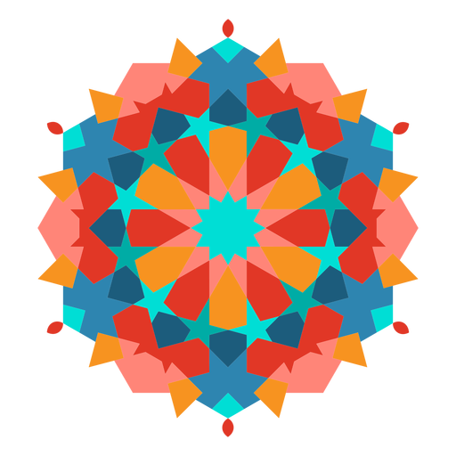 Bunte arabische Mandala flach PNG-Design
