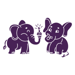 Lindo cumpleaños elefantes planos Diseño PNG