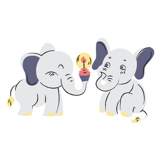 Cute birthday elephants hand drawn PNG Design