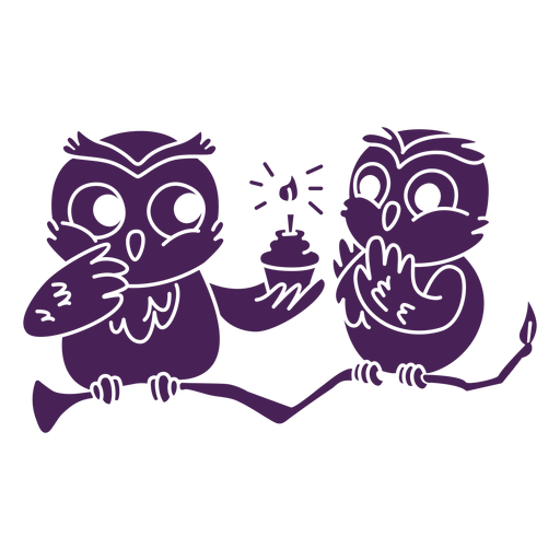 Cute birthday owls flat PNG Design