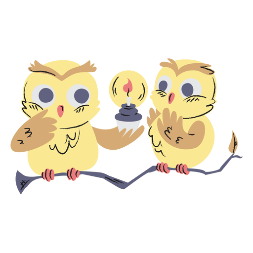 Cute birthday owls hand drawn PNG Design