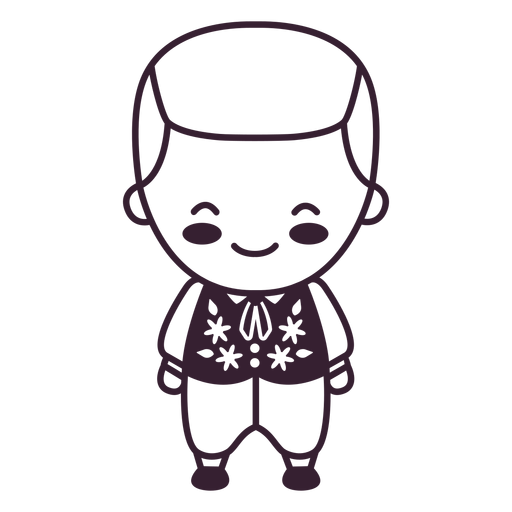 Cute swedish boy character stroke PNG Design