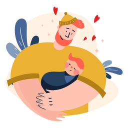 Father holding baby character PNG Design
