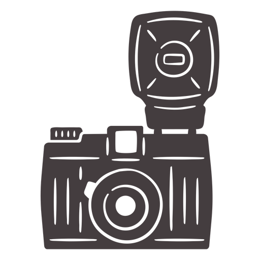 Schwarzes Symbol der Flash-Vintage-Kamera PNG-Design