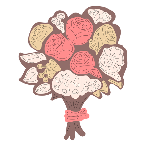 Braune Hand des Blumenstraußes gezeichnet PNG-Design