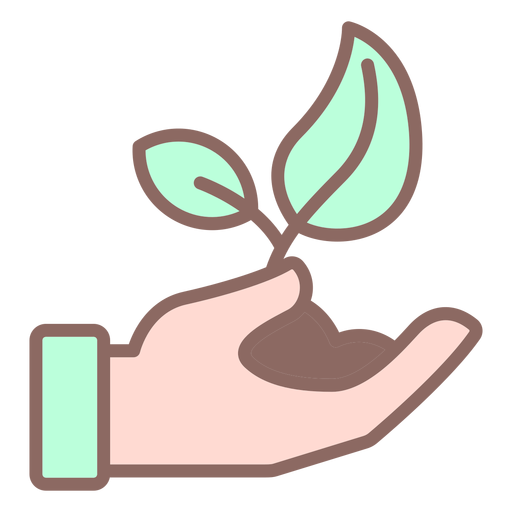 Hand gebende Pflanze mit Schmutzfarbe PNG-Design