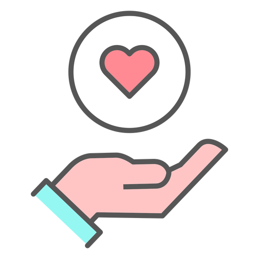 Hand with heart icon PNG Design