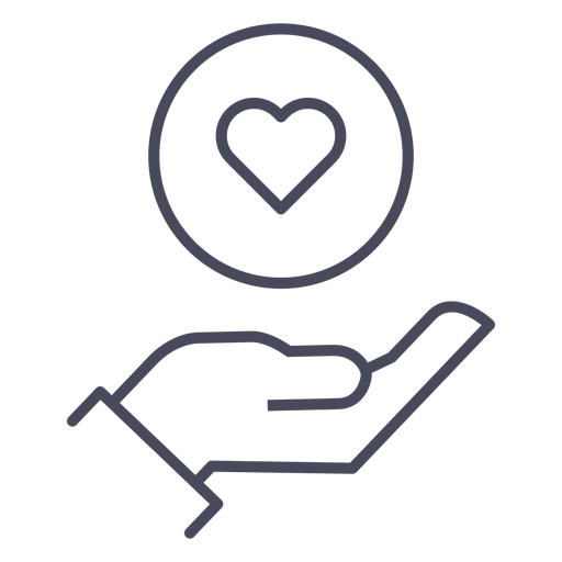 Hand with heart icon hand PNG Design
