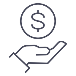 Mano con mano de icono de dinero Diseño PNG