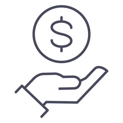 Hand with money icon hand PNG Design