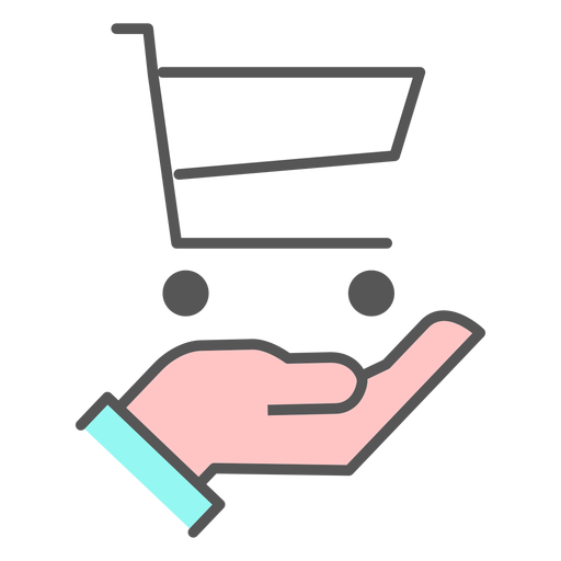 Hand with shopping cart color icon PNG Design