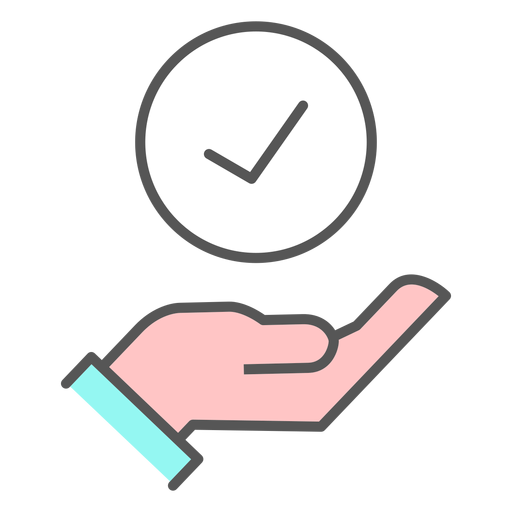 Hand with tick color icon PNG Design