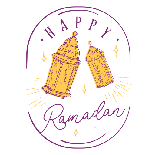 Happy ramadan lights badge PNG Design