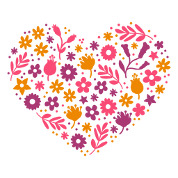 Corazón de flores Diseño PNG