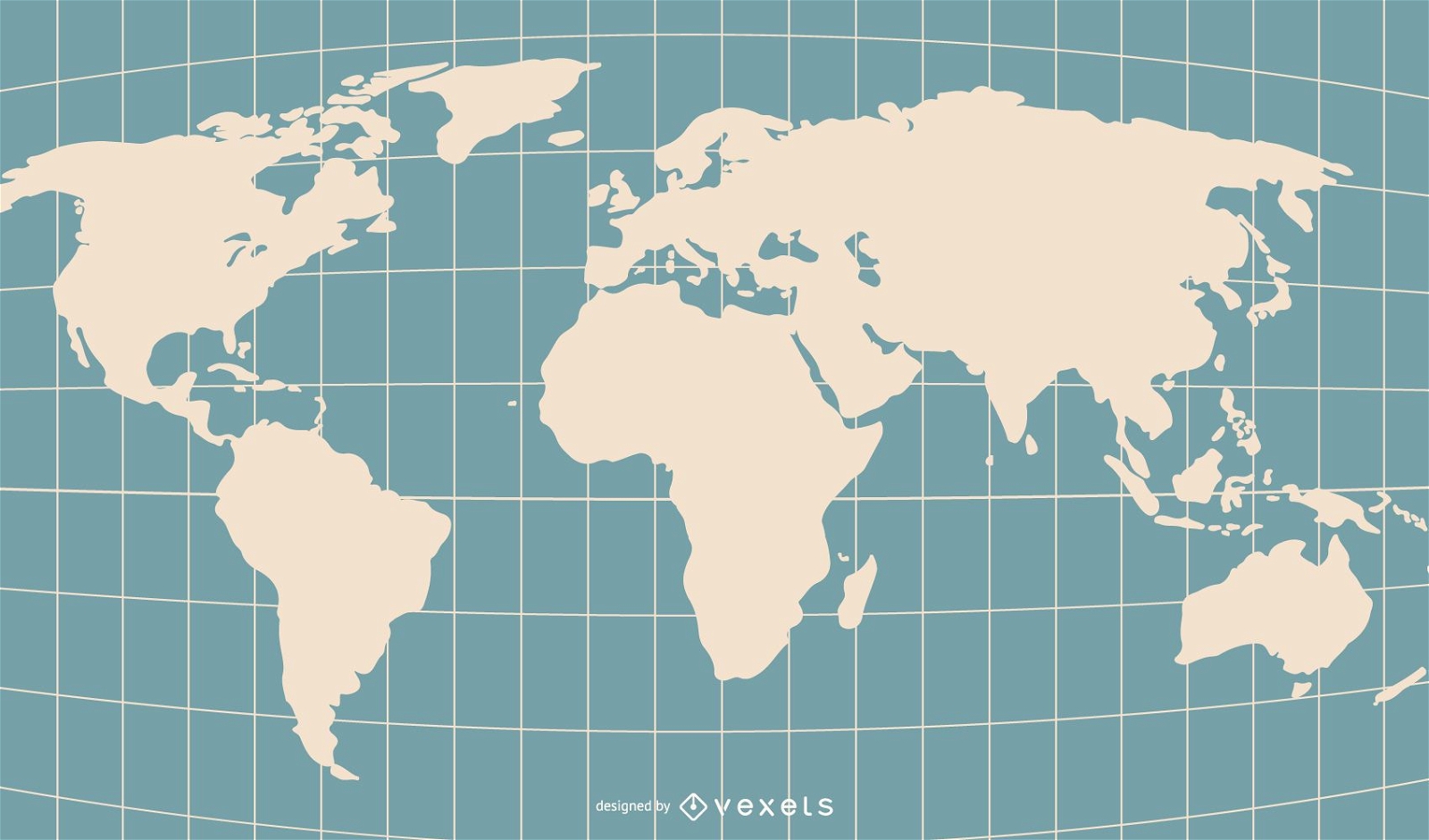 Weltkarte mit Raster