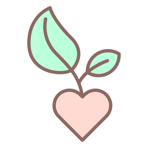 Heart with sapling icon PNG Design
