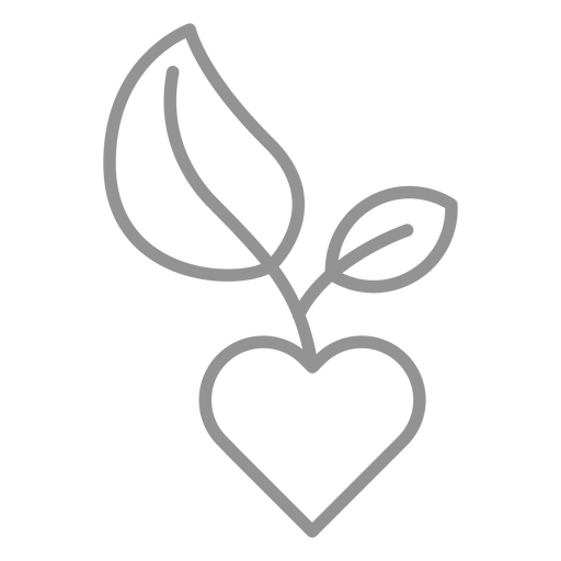 Heart with sapling stroke PNG Design
