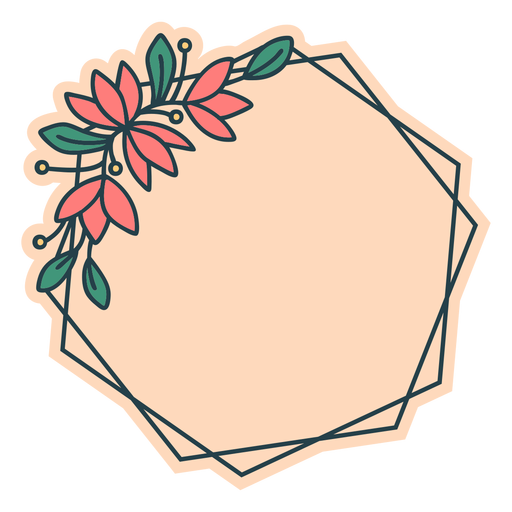 Hexagon floral frame PNG Design