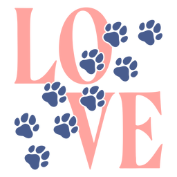 Pegadas de amor com letras de patas Desenho PNG