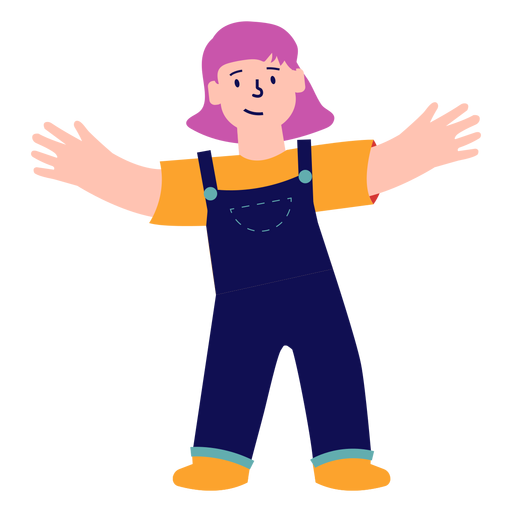 Open arms girl character PNG Design