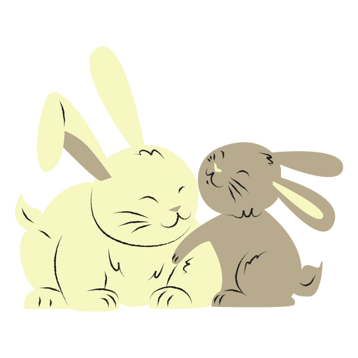Rabbit and her son hand drawn PNG Design