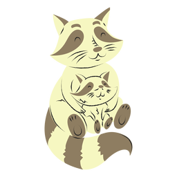 Raccoon and her son hand drawn PNG Design