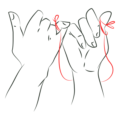 Red string of fate hands PNG Design