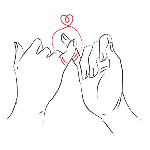 Cord?o vermelho de m?os de amor Desenho PNG