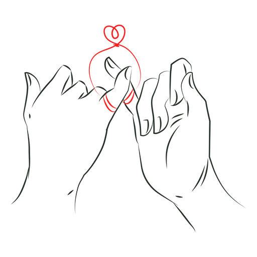 Red string of love hands PNG Design