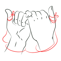 Manos de unión de hilo rojo Diseño PNG