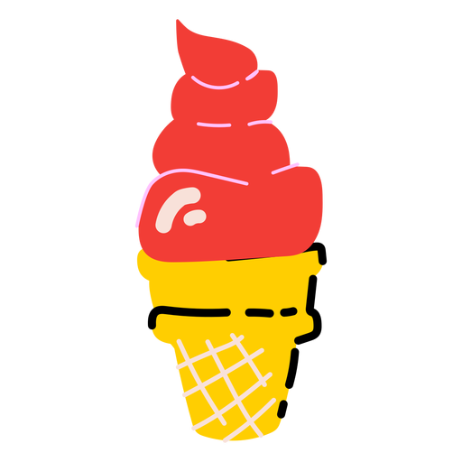 Casquinha de sorvete vermelha plana Desenho PNG