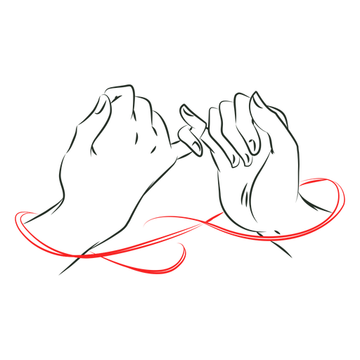 Red string love hands PNG Design