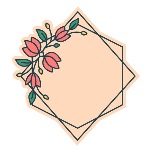 Rhombus floral frame PNG Design