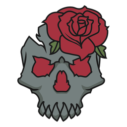Calavera con una rosa Diseño PNG
