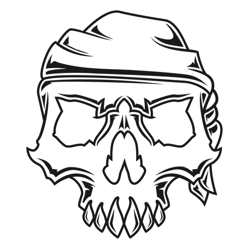 Ilustração de caveira com bandana Desenho PNG