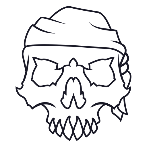 Skull with headband stroke PNG Design