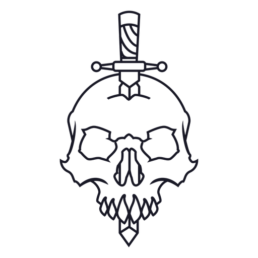 Skull with knife stroke Transparent PNG & SVG vector file