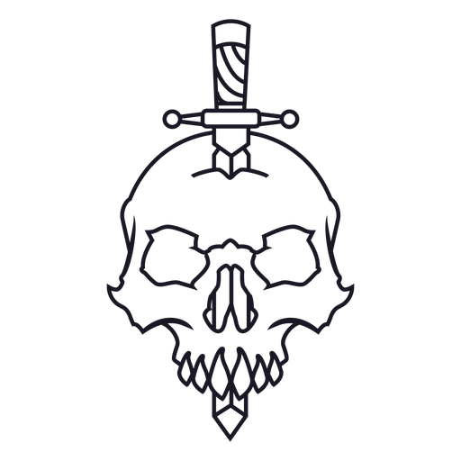 Skull with knife stroke PNG Design