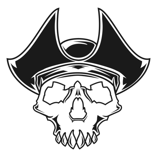 Skull with pirate hat illustration PNG Design