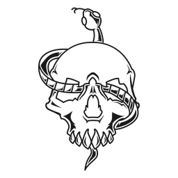 Schädel mit Schlangenillustration PNG-Design