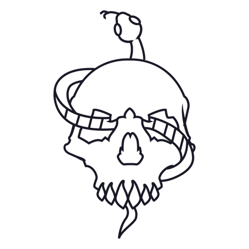 Crânio com traço de cobra Desenho PNG