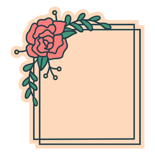 Square floral frame PNG Design