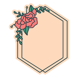 Squashed hexagon floral frame PNG Design