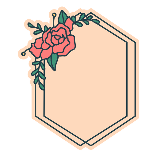 Squashed hexagon floral frame - Transparent PNG & SVG vector file