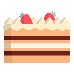 Strawberry and chocolate cake flat PNG Design