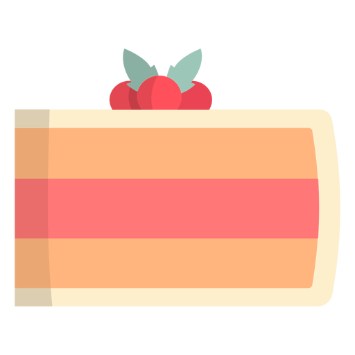 Trozo de pastel de fresa plano Diseño PNG