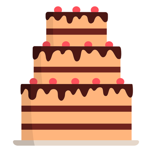 Dreischichtiger Kuchen flach PNG-Design