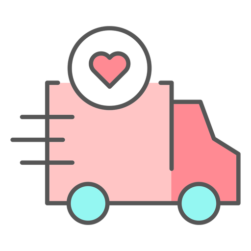 Truck with heart color icon