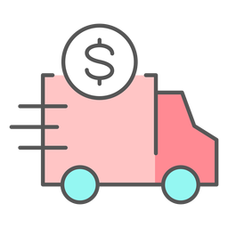 Truck with money color icon Truck with money color icon