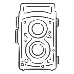Icono de trazo de cámara vintage de dos lentes Diseño PNG